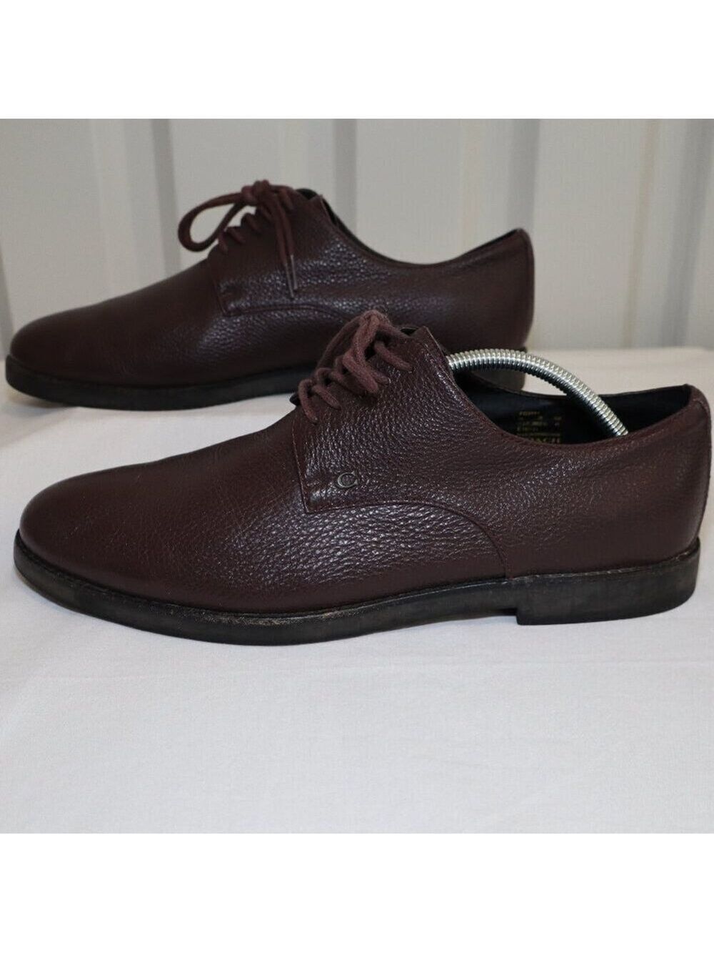 Coach Men's Derby Brown Pebbled Leather Shoes Size 11.5 Style FG2991 GUC Lace